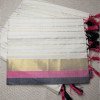 Kerala Kasavu Set Saree with Black and Pink Borders
