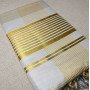 Kerala Traditional Gold Silver Checked Set Saree