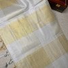 Kerala Traditional Gold Silver Checked Set Saree