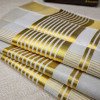Kerala Traditional Gold Silver Checked Set Saree