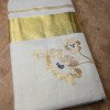 Kerala Traditional Golden Tissue Set Saree with Floral Embroidery