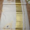 Kerala Traditional Golden Tissue Set Saree with Floral Embroidery