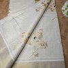 Kerala Traditional Golden Tissue Set Saree with Floral Embroidery