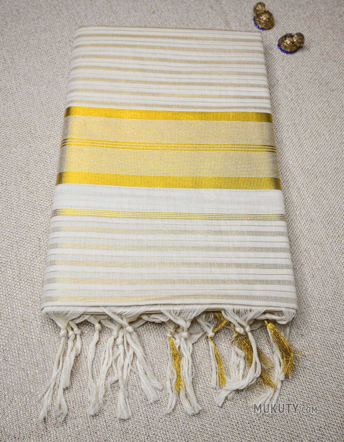 Kerala Traditional Golden Seer line design Set Saree