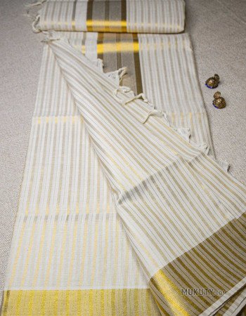 Kerala Traditional Golden Seer line design Set Saree