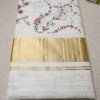 Kerala Traditional Golden Set Saree with Floral Print onion Design Kerala Traditional Golden Set Saree with Floral Print onion Design