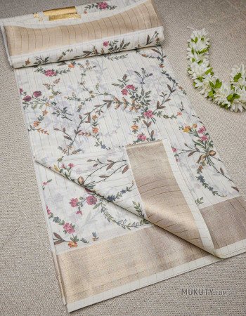 Kerala Traditional Golden Set Saree with Floral Print onion Design