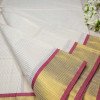 Kerala Traditional Golden Tissue Set Saree with Golden Line Design Red Kerala Traditional Golden Tissue Set Saree with Golden Line Design Red