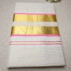Kerala Traditional Golden Tissue Set Saree with Golden Line Design Pink